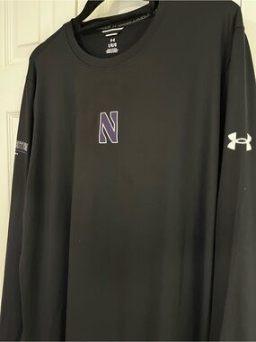 Under Armour Men’s Black Long-Sleeve Shirt with Purple Northwestern N Logo